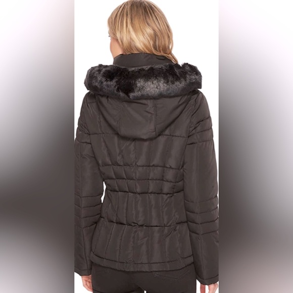 Calvin Klein Puffy Coat with Removable Faux Fur Hood - Picture 3 of 8